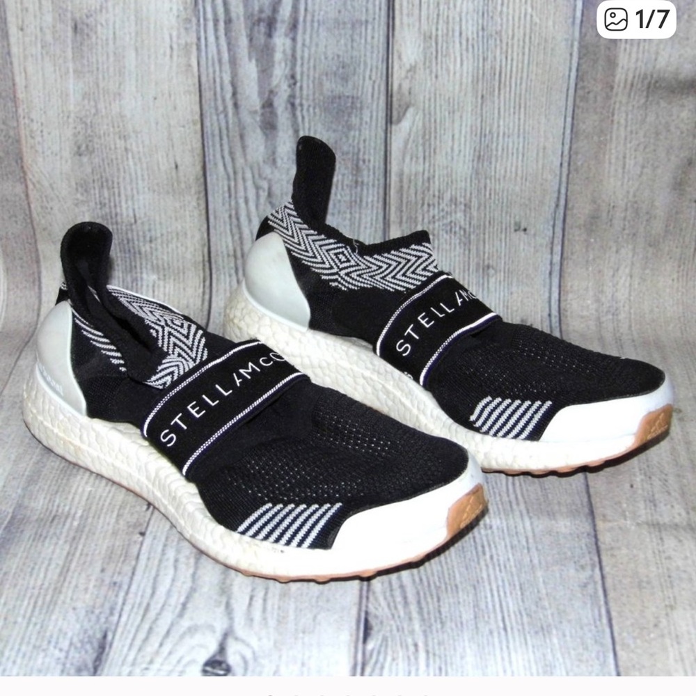 Stella McCarthy X Adidas Ultraboost X 3D Knit Black & White Sneakers, Size 5